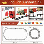 Juego de tren eléctrico para niños de 4 a 8 años, tren de juguete completo con luces y sonidos, juguetes de tren con autos y pistas para Navidad y juego durante todo el año