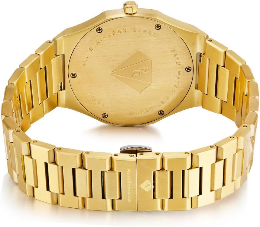 PIERRE RICHARDSON PR5428 Reloj de lujo para hombre – Movimiento de cuarzo japonés, acero inoxidable, 41mm, 5ATM resistente al agua, cristal de zafiro resistente a los arañazos – Reloj de vestir