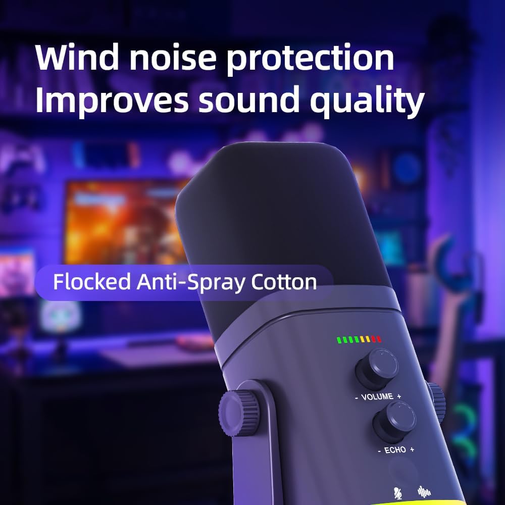 EASEMELO Micrófono dinámico de escritorio USB\/XLR con luz RGB, red...
