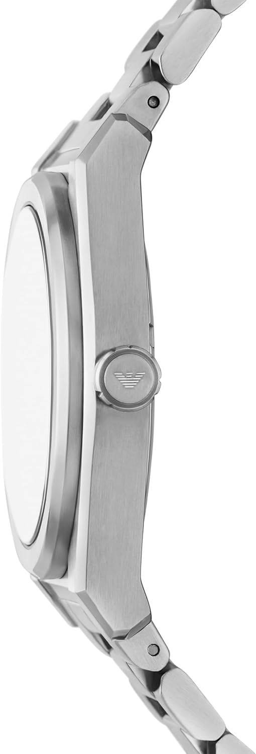 Emporio Armani Reloj para hombres de 3 manecillas o cronógrafo con correa de acero inoxidable; reloj de vestir para hombres