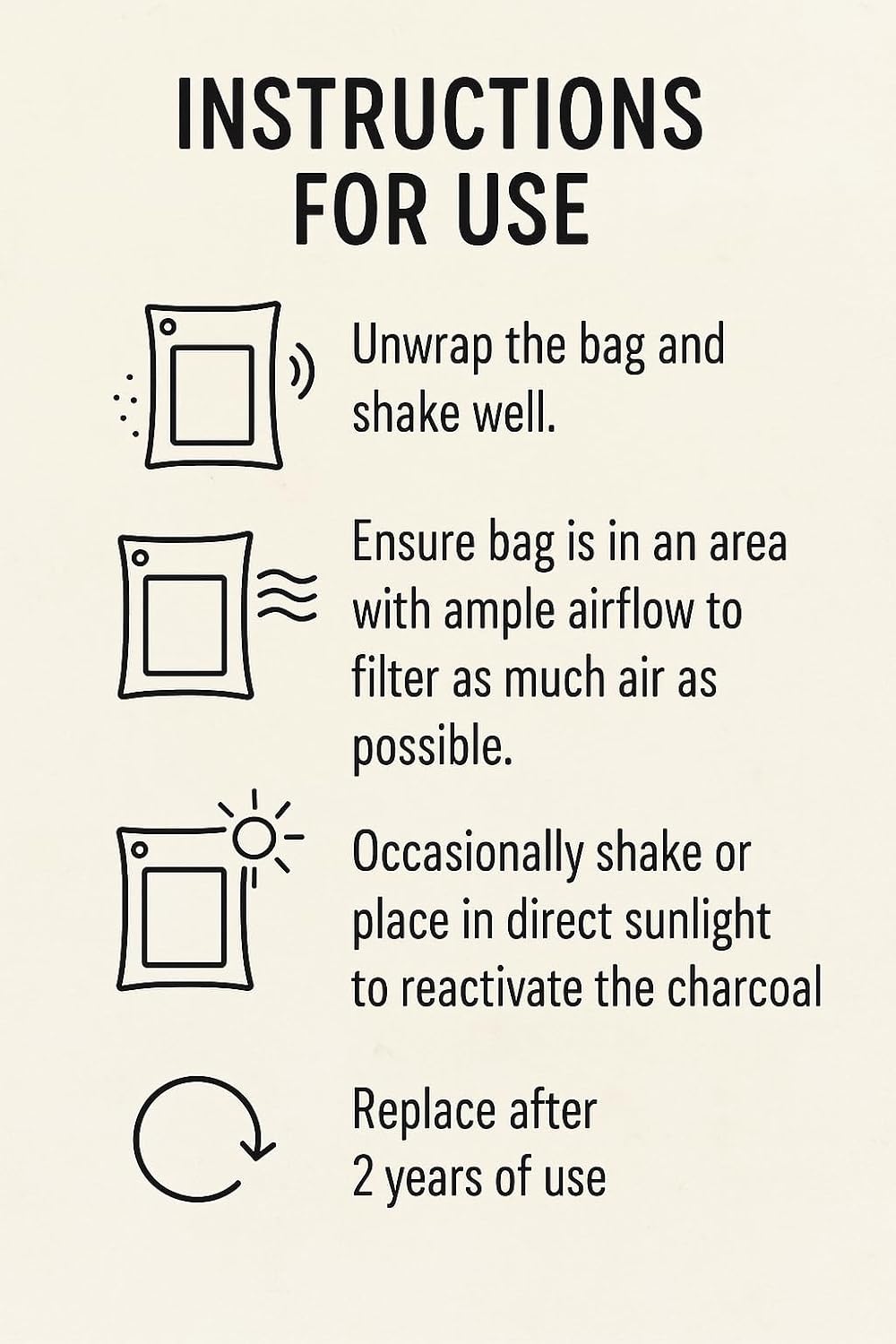 Bolsa grande de purificador de aire de carbón de bambú de 35.27 oz – Ambientador desodorante para automóvil – Elimina el olor y controla la humedad en tu RV, cámper, SUV, camión, armario, casa móvil, almacenamiento – No fragante 2.2 lbs