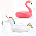 Jasonwell - Flotadores inflables de unicornio y flamenco, paquete de 2 flotadores de piscina, balsas inflables para piscinas, tubos para flotar, lago, playa, anillos de natación, piscinas, juguetes de fiesta para adultos y niños