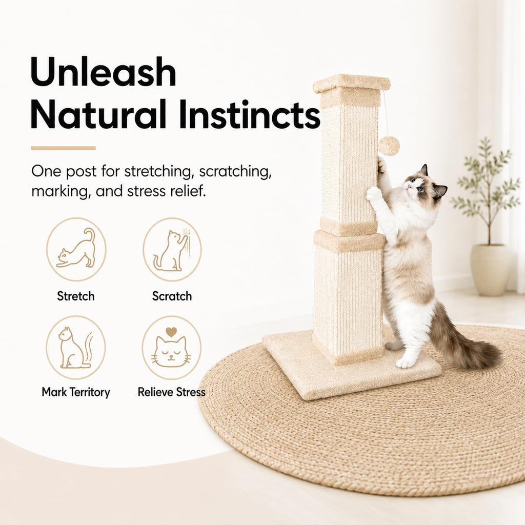 Rascador para gatos de interior, rascador de sisal para gatos de 32