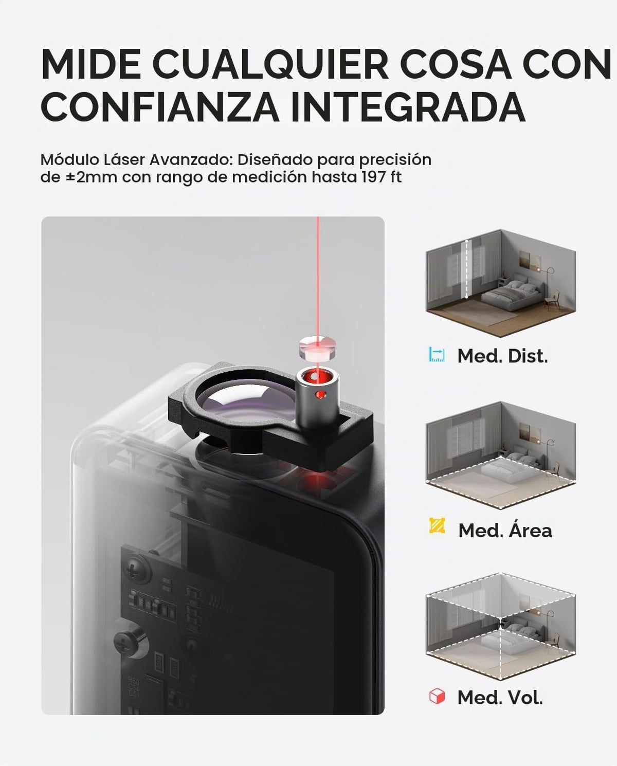 Fanttik Medidor láser digital A11 Ultra 3 en 1 con rodillo de rueda y