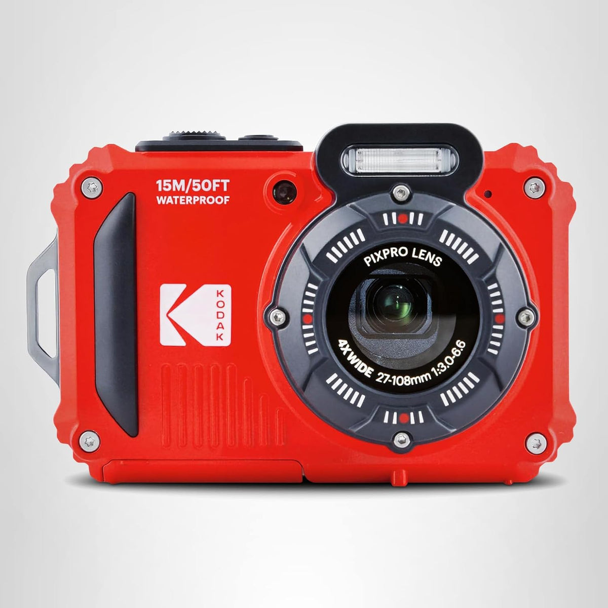 KODAK PIXPRO WPZ2 16MP Waterproof Digital Camera, 15m, 4X Zoom, Red, Rojo
