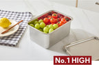 BLoCK No.1 Juego de 3 piezas + 1 red de recipientes de almacenamiento de alimentos de acero inoxidable con tapas y 1 red de sartén de hotel, electrodomésticos de cocina aptos para