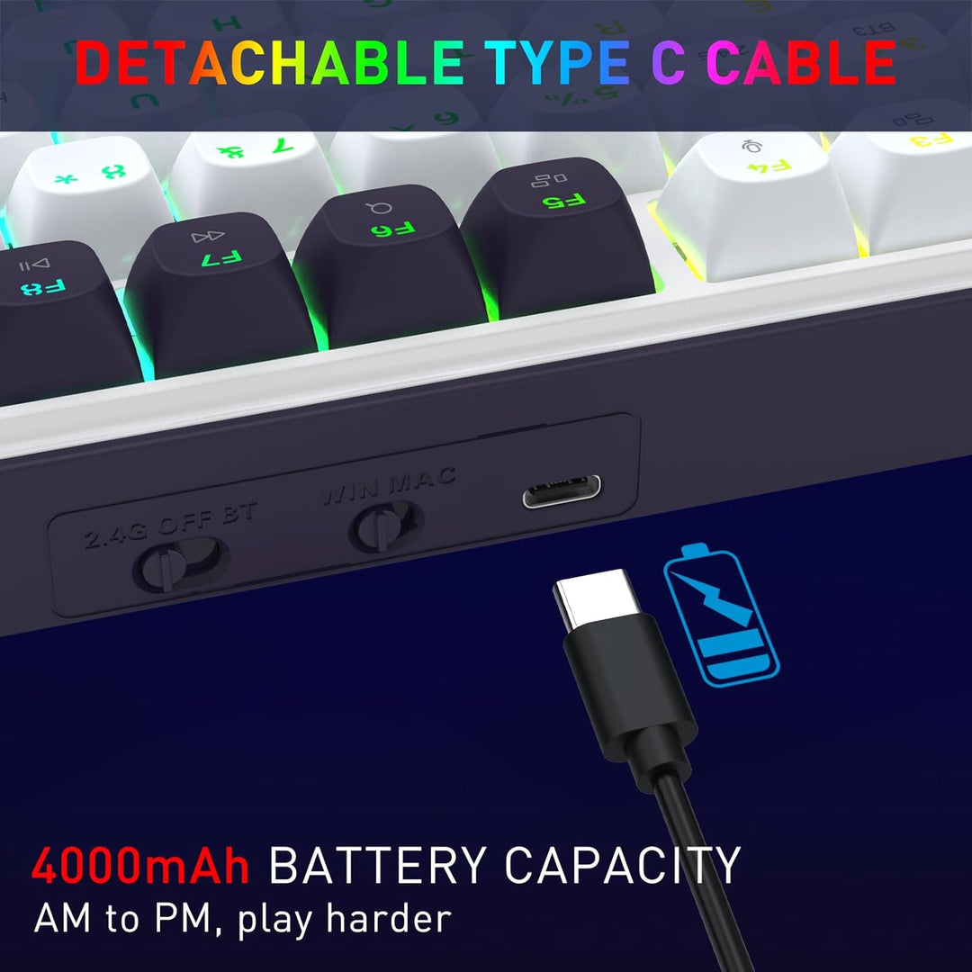 Redragon K744 PRO - Teclado inalámbrico para juegos RGB de 99 tecla...
