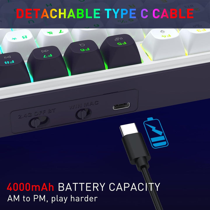 Redragon K744 PRO - Teclado inalámbrico para juegos RGB de 99 tecla...