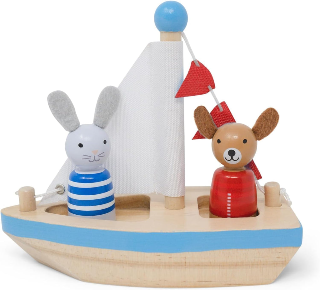 Jack Rabbit Creations Juguete de baño de velero de madera - Perro y