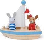 Jack Rabbit Creations Juguete de baño de velero de madera - Perro y