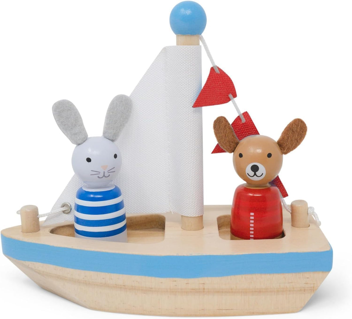 Jack Rabbit Creations Juguete de baño de velero de madera - Perro y