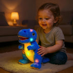 Peluche de dinosaurio azul con luces LED, para cumpleaños, Navidad