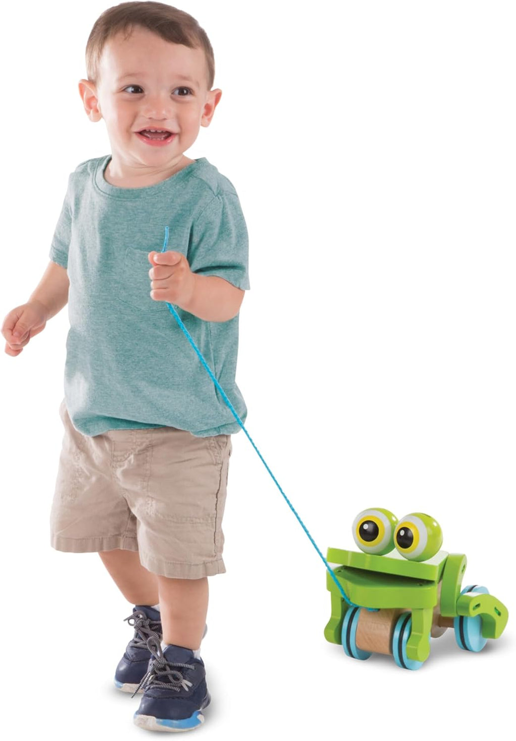Melissa & Doug First Play - Juguete de madera Rana traviesa para jalar