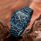OLEVS Reloj para Hombres Analógico Cuarzo Lujo Diamante Resistente al Agua Cronógrafo Acero Inoxidable Carita Grande Cuadrado Fecha Fase Lunar Romano Relojes de Vestir para Hombres