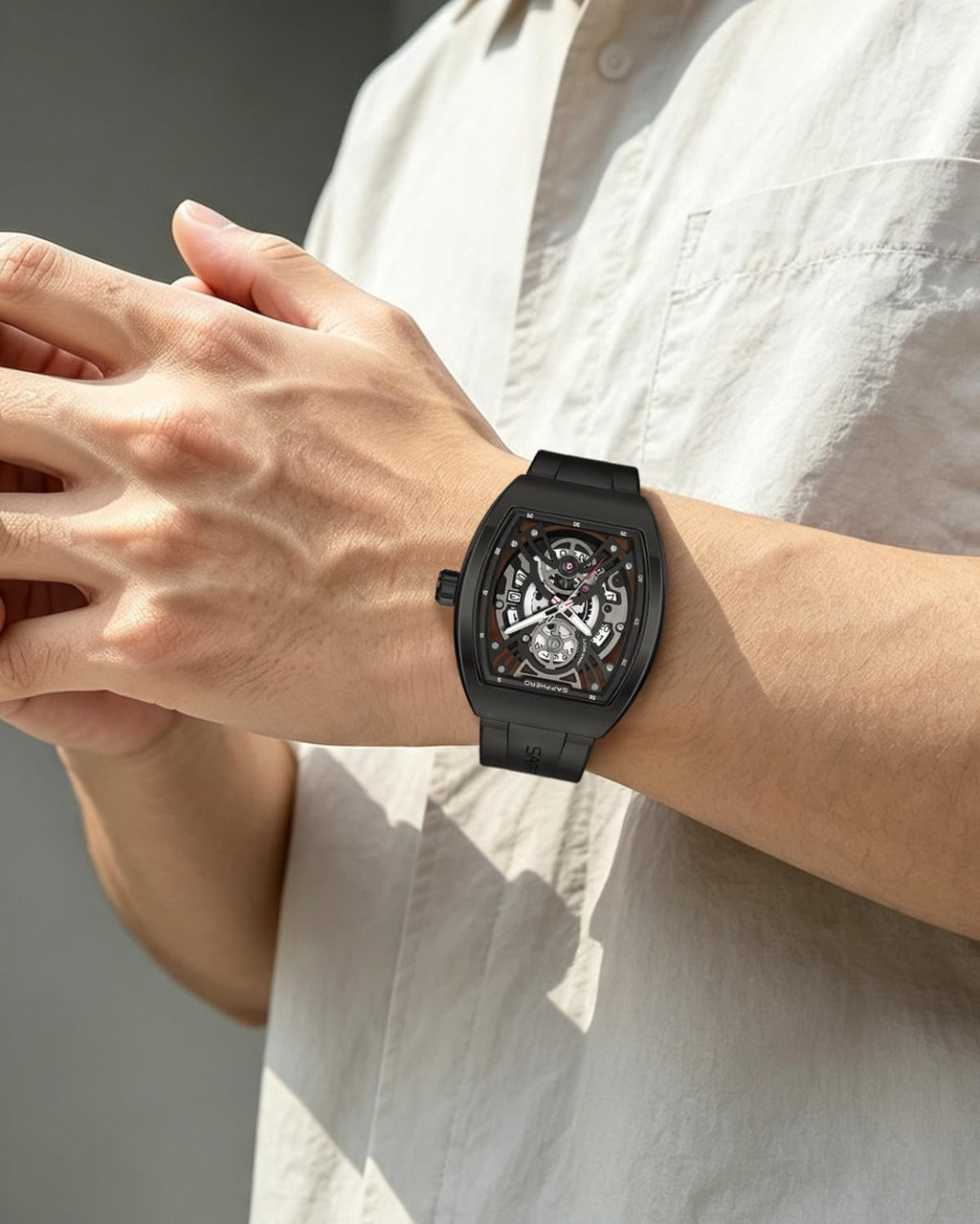 SAPPHERO Relojes de vestir para hombre, relojes de cuarzo analógicos de silicona para hombre