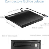 Rioddas Unidad externa de CD\/DVD para portátil, USB 3.0, reproduct...