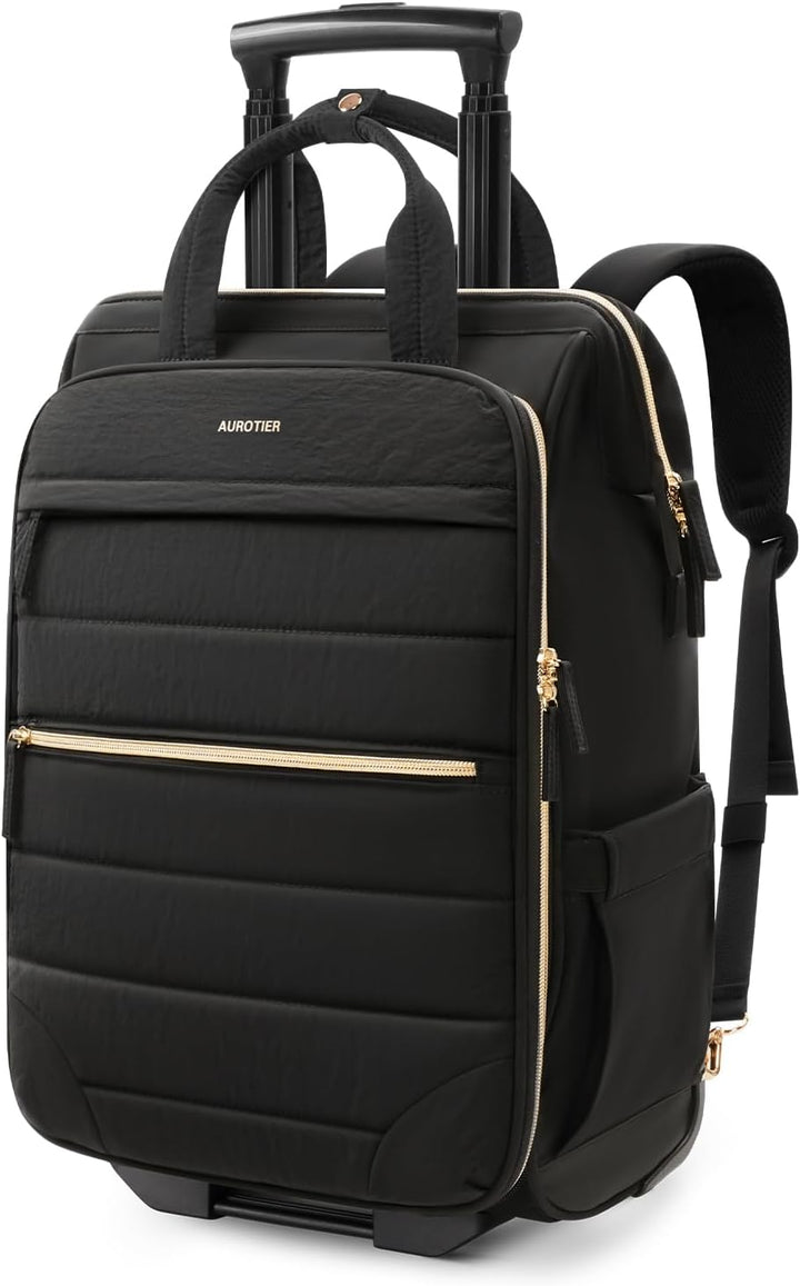 AUROTIER Mochila Puffer con Ruedas para Mujeres, Mochila de Viaje c...