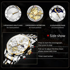 OLEVS Relojes de Oro para Hombres Reloj de Pulsera de Lujo a Prueba de Agua Gran Cara Elegante Acero Inoxidable Analógico Cuarzo Fecha Cronógrafo Luminoso Lectura Fácil Relojes de Negocios Regalos para Hombres Graduación