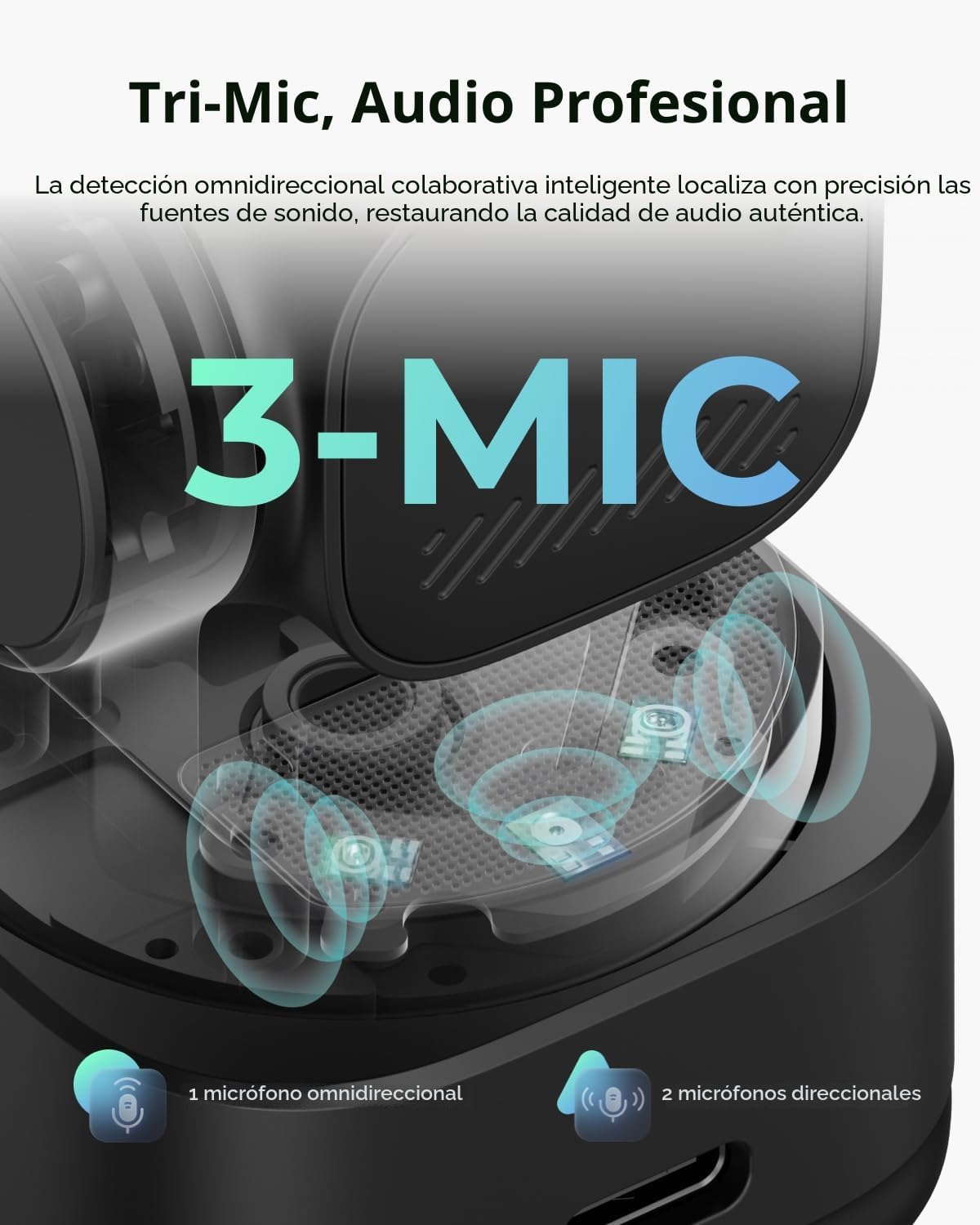 OBSBOT Cámara web 4K de audio espacial Tiny 3 Lite con IA - Seguimiento