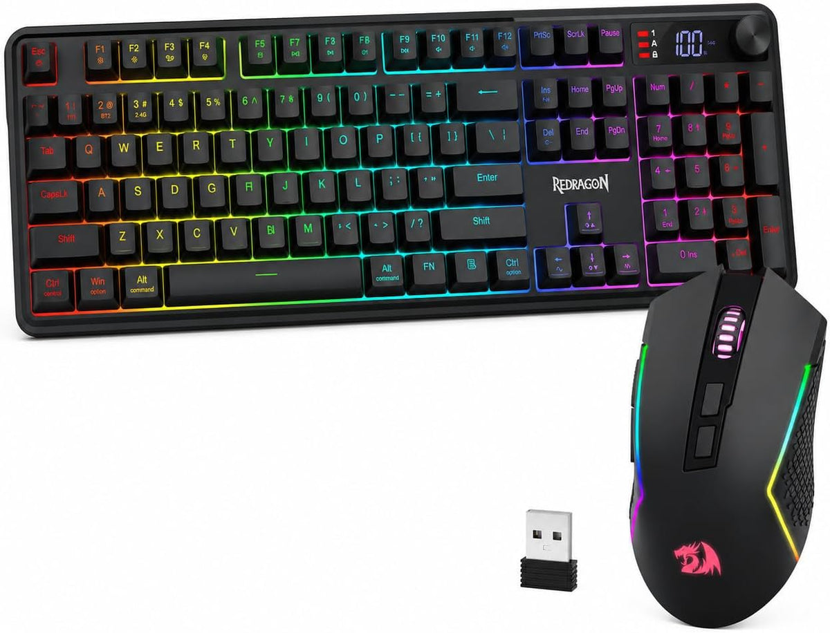 Redragon Combo de teclado de membrana inalámbrico K526 PRO y mouse...