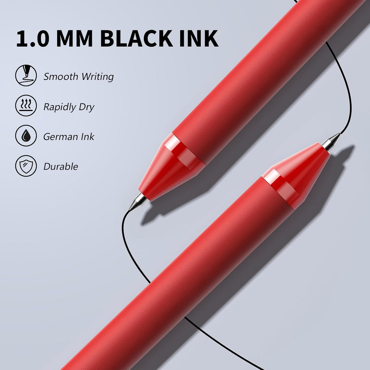 Paquete de 208 bolígrafos rojos - Bolígrafos de punta media, tinta suave, bolígrafo retráctil de clic de 1,0 mm para camarera, servidor, tinta roja de oficina