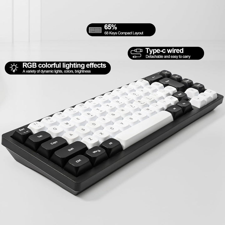 Teclado de Membrana para Juegos RGB con Cable. Teclado de Computado...