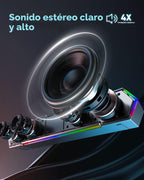LENRUE G11 - Altavoces para computadora de escritorio, luces táctiles, altavoces de PC con sonido claro de sobretensión, alimentado por USB C/USB, audio auxiliar para computadora, escritorio
