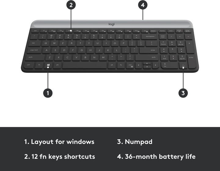 Logitech MK470 - Teclado [versión en inglés] y mouse inalámbricos d...