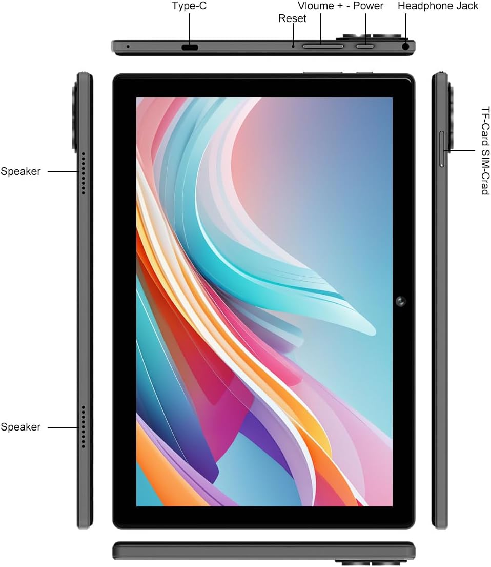 Crelander Tablet Android 13 de 10.1 pulgadas con ranura para tarjet...