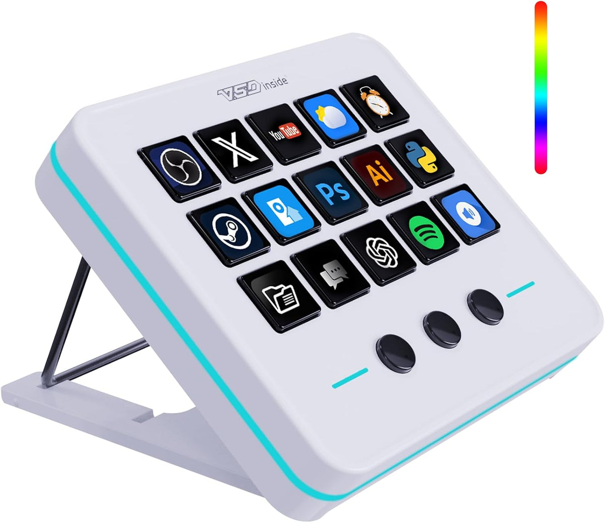 Teclado de teclas macro, controlador de transmisión de mazo de juego, teclado de accesos directos de transmisión de juego, 18 teclas programables, panel visual personalizable de IA USB