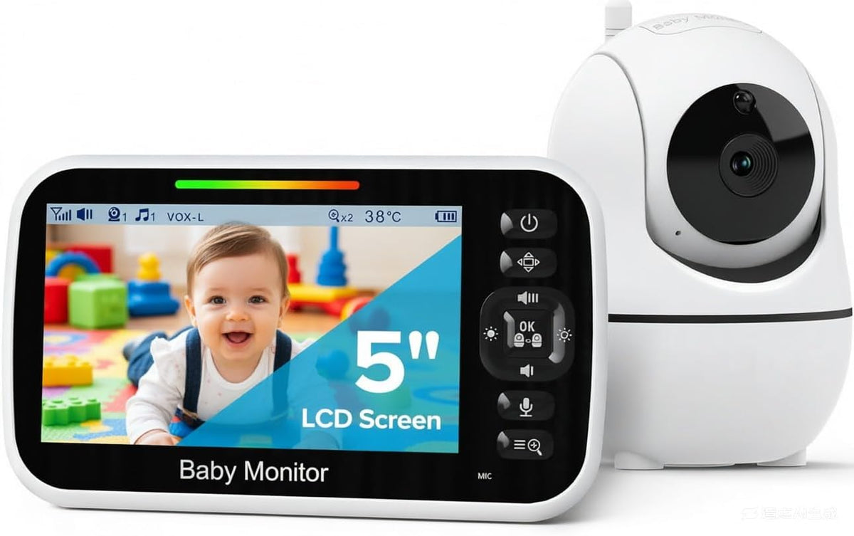 GoodBaby Monitor de bebé de 5 pulgadas con cámara y audio, sin cáma...
