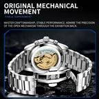 OLEVS Reloj automático para hombre, sin batería, impermeable, mecánico, de acero inoxidable, con cuerda automática, reloj de pulsera Luxuxry con tourbillon, día-día, año y cronógrafo, regalo para él