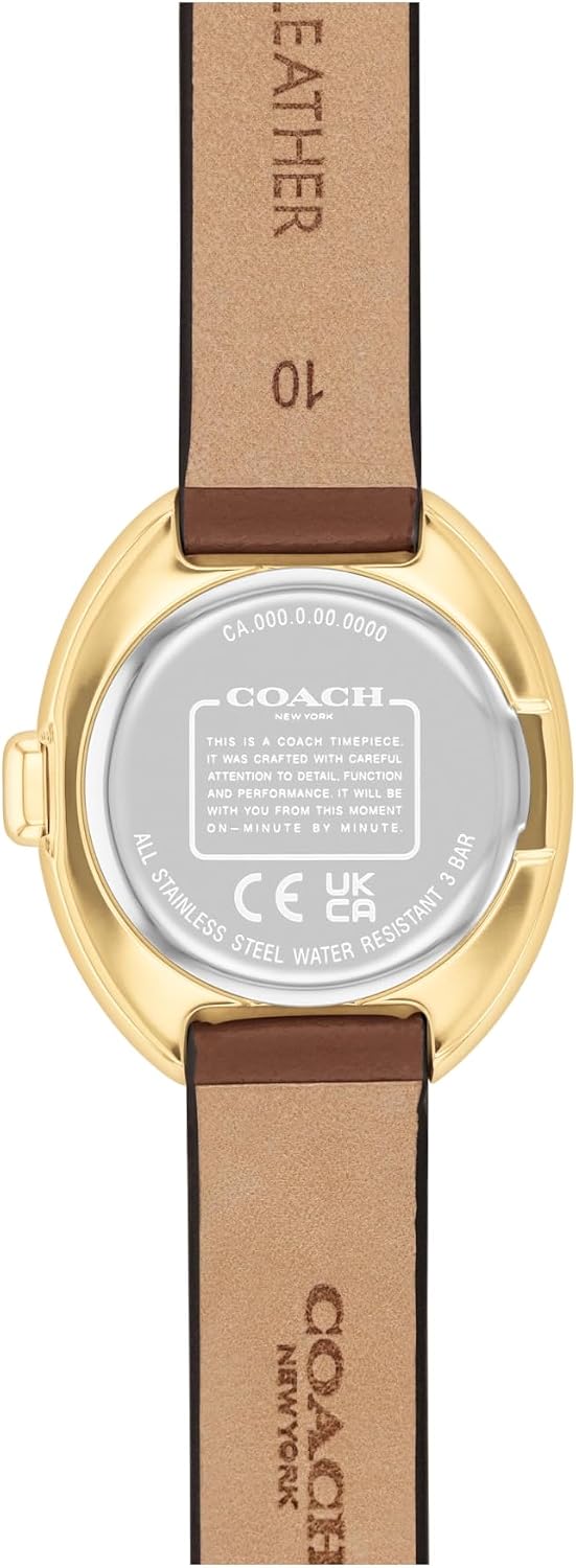 Coach Sammy Women’s - Reloj de Cuarzo 2H - Correa de Cuero de Vitela - Resistente al Agua hasta 3 ATM/30 Metros - Regalo para Ella - Diseño Moderno - Perfecto para Uso Diario - 22.5 mm