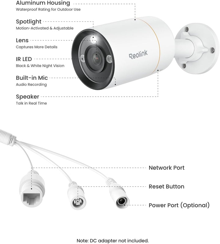 REOLINK - Cámara IP PoE de 12MP para exteriores, cámaras de vigilan...