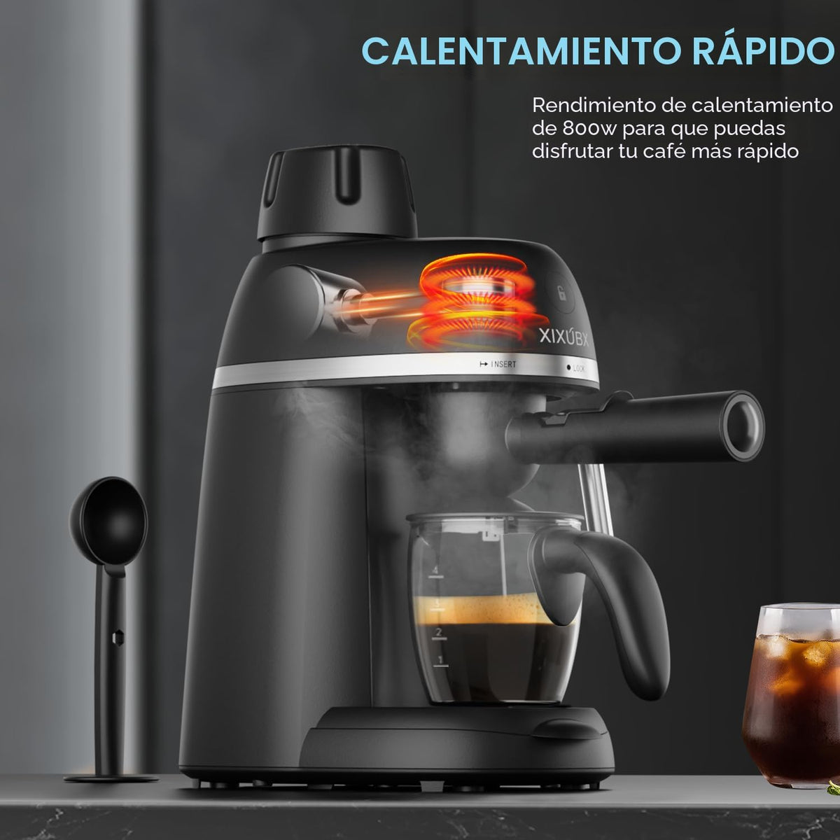 XIXUBX Máquina compacta de café expreso y capuchino, 3.5 bar con varita de