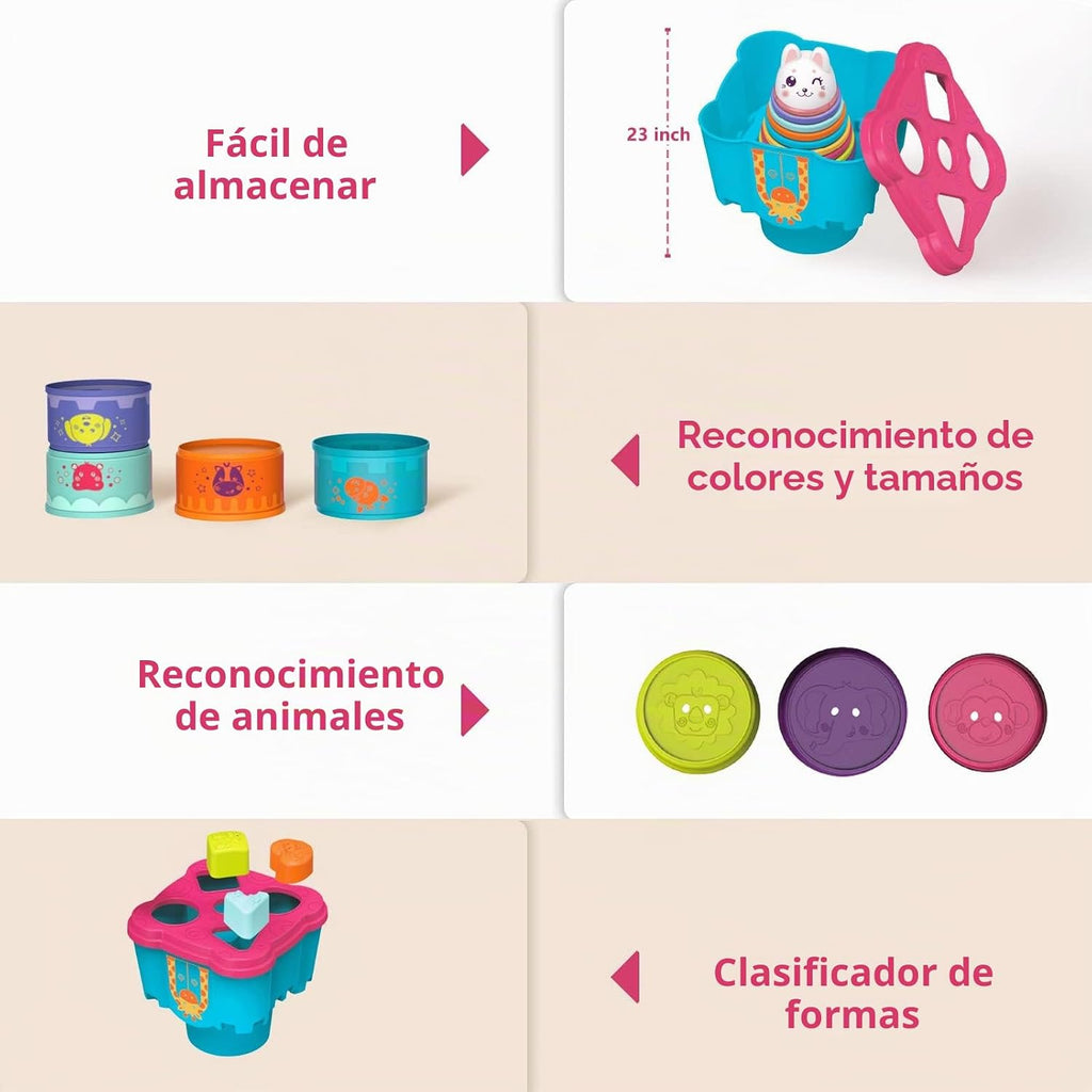 LTKFFFdp - Juguetes apilables para bebés de 1 a 3 años, clasificador de formas de tazas de anidación para bebés de 6 a 12 a 18 meses, juguete de aprendizaje apilable con bloques