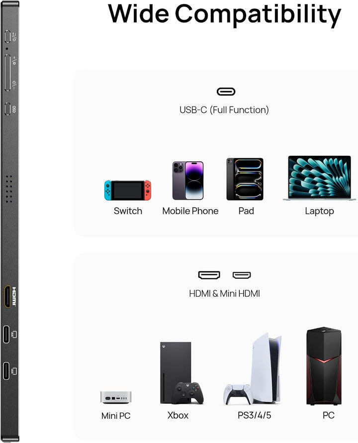 ARZOPA Monitor portátil de 17.3", 1080P FHD 103% sRGB IPS Monit...