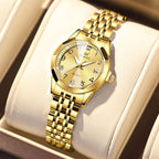 OLEVS Reloj Femenino Clásico de Mujer para Damas Análogo Acero Inoxidable Resistente al Agua Luminosa Día Fecha Dos Tonos de Fácil Lectura en la Muñeca