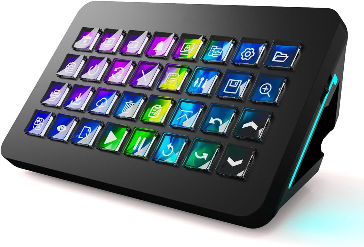 /VSDinside XL Streaming Deck y teclado macro - 32 teclas personalizables con ruedas de desplazamiento + luz RGB, teclado de acceso directo programable para jugadores creadores trabajan en OBS