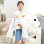 Almohada de peluche gigante de unicornio de 44 pulgadas, lindo unicornio grande suave con alas de arcoíris, juguete de peluche grande, regalos para novia, niñas, niños, cumpleaños, San