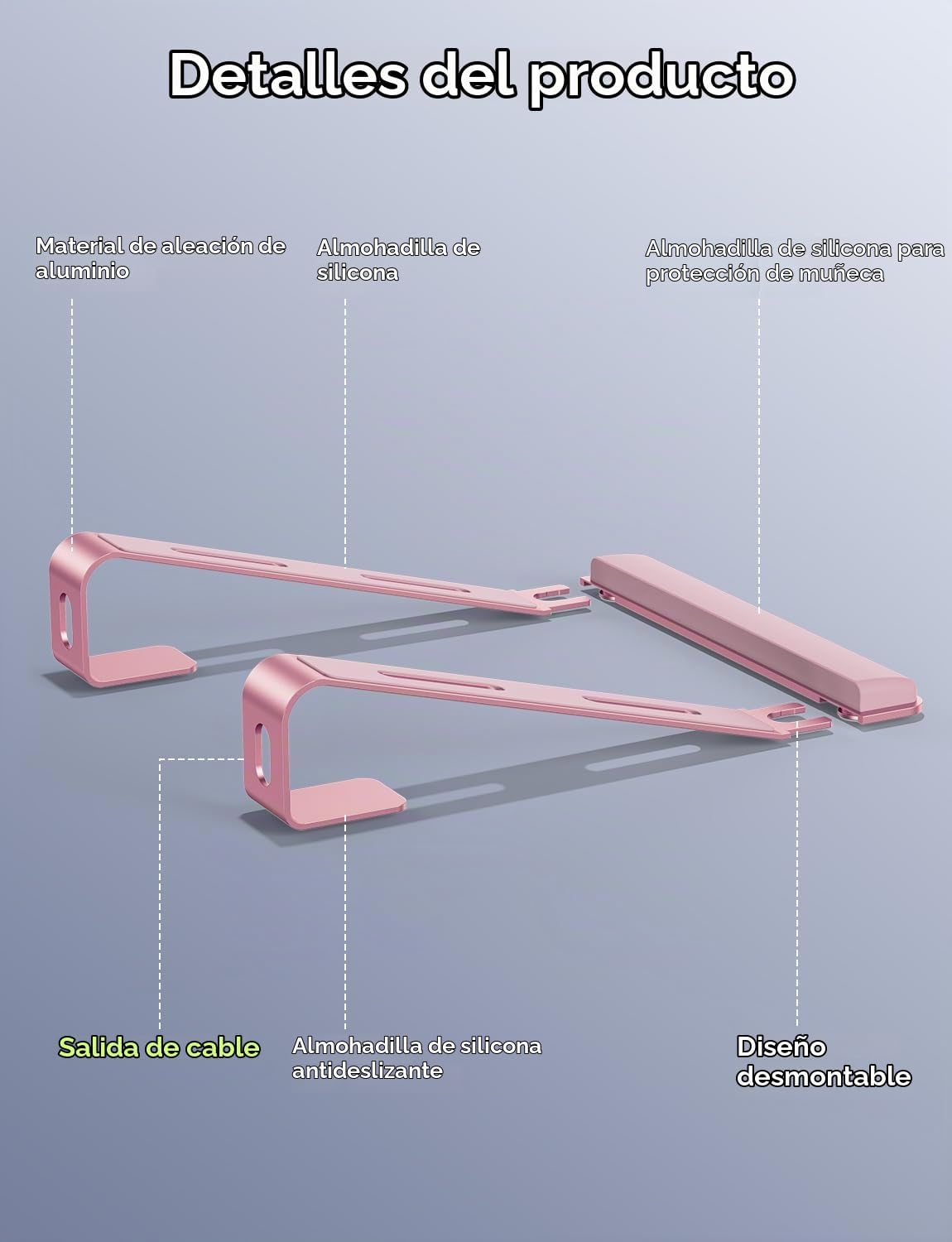 JCZT Soporte de aluminio para laptop, soporte para portátil con rep...