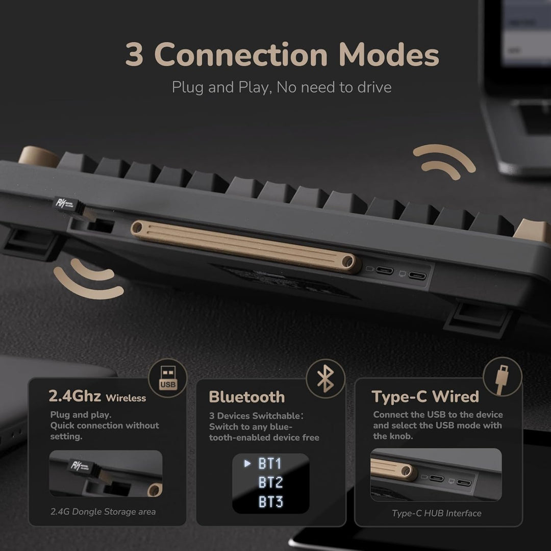 RK ROYAL KLUDGE Teclado Mecánico Inalámbrico M75 2.4Ghz\/BT5.1\/USB...