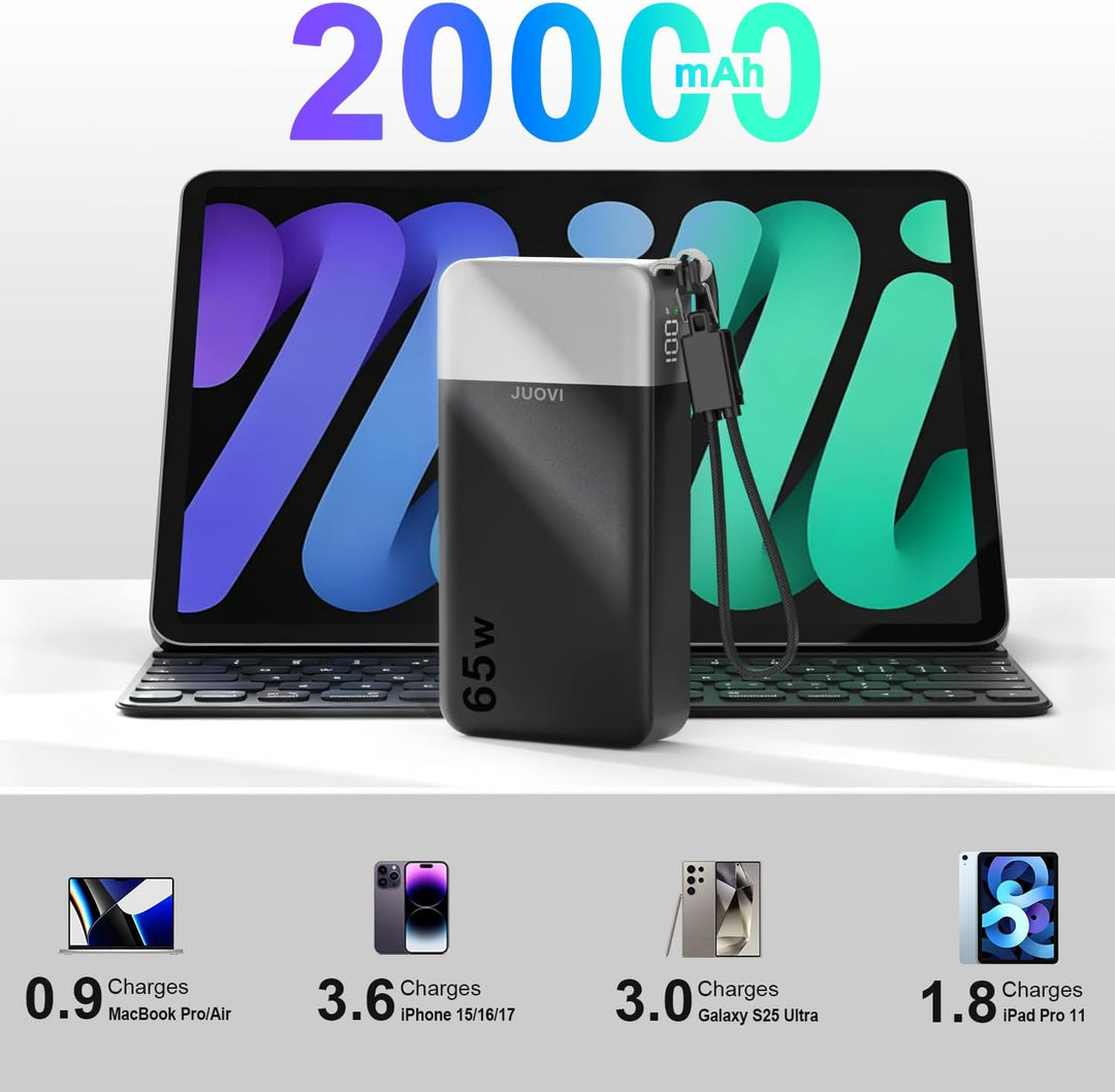 JUOVI Banco de energía de 20000 mAh 45 W + cargador portátil de 65...
