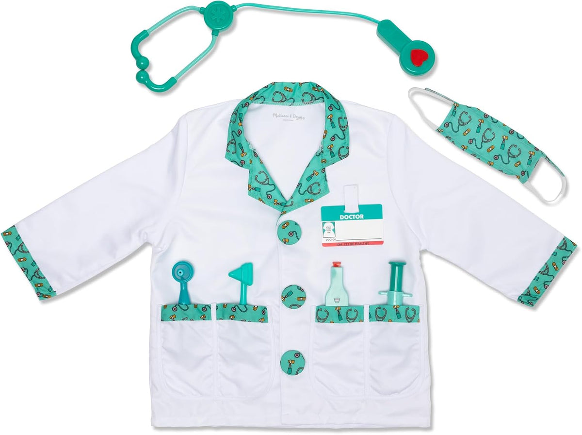 Melissa & Doug - Disfraz para jugar a ser doctor (embalaje libre de frustración)