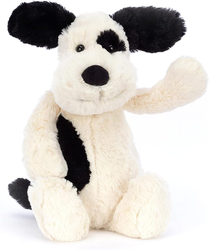 Muñeco de peluche cachorro negro y crema Jellycat Bashful, Negro y...