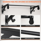Barra de dominadas montada en la pared con sistema de polea