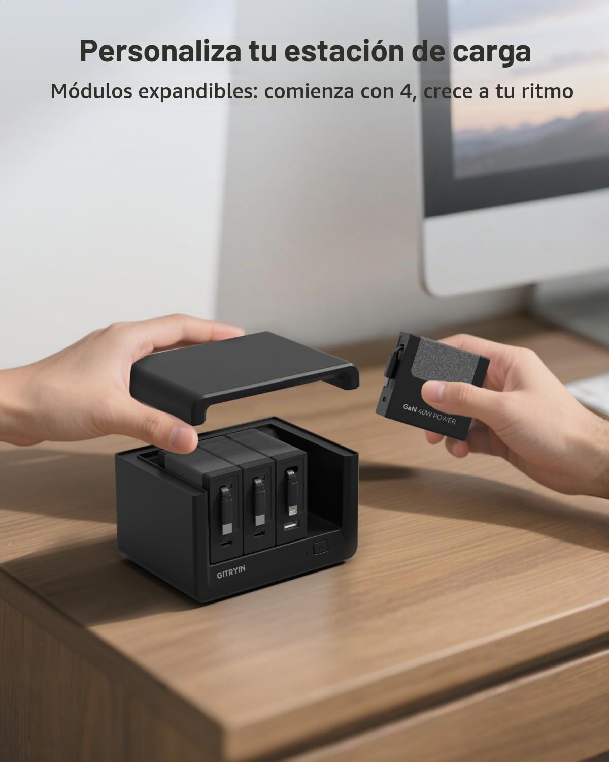Estación de carga de escritorio 12-en-1, cargador retráctil USB de