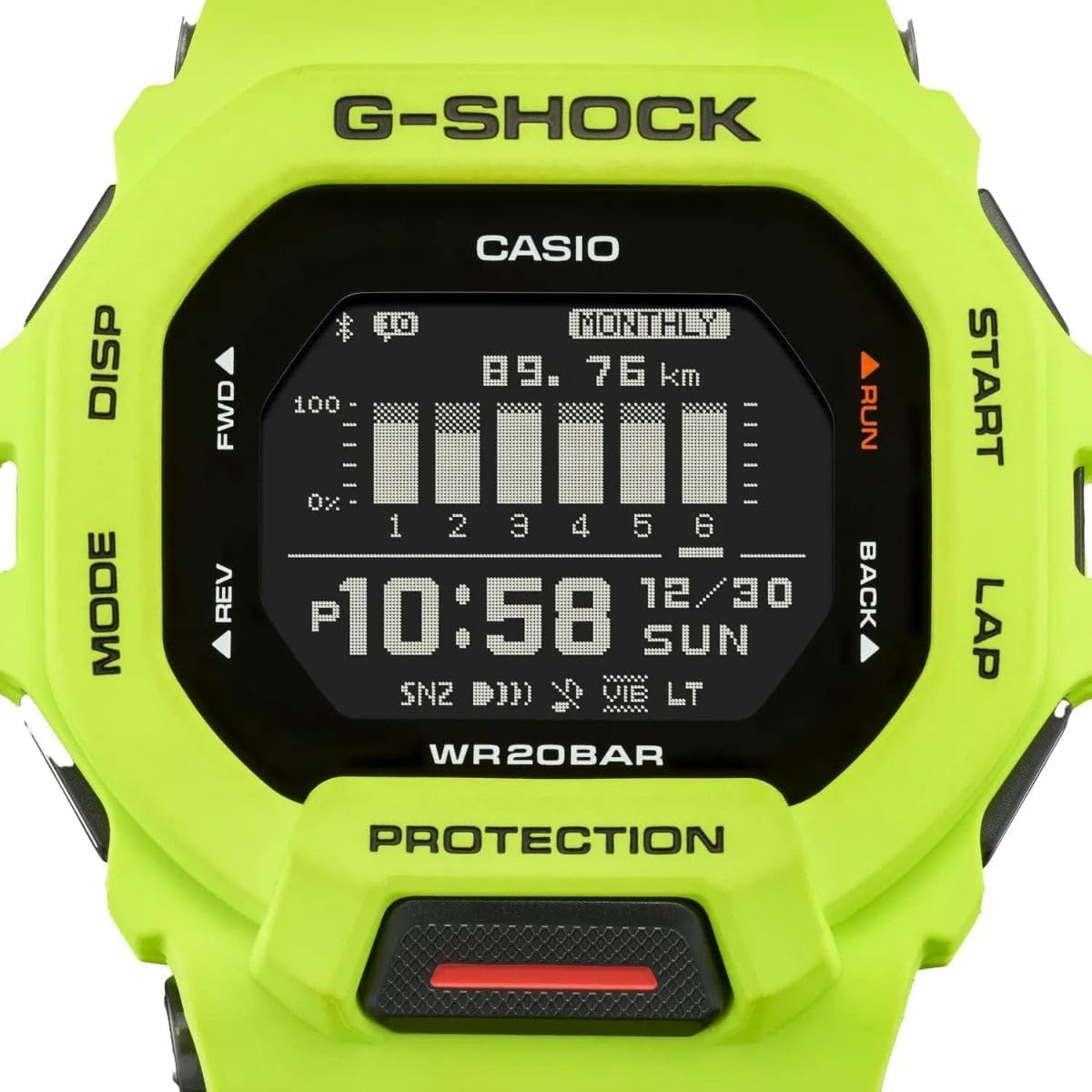 Casio G-Shock G-Squad Move Reloj digital conectado, correa de resina color verde lima GBD200-9