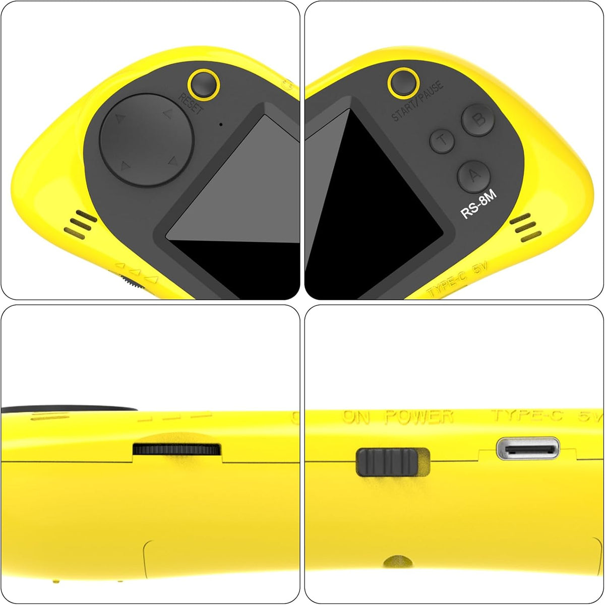 EASEGMER Juegos electrónicos portátiles de 16 bits para niños con 220 juegos de video HD, Amarillo