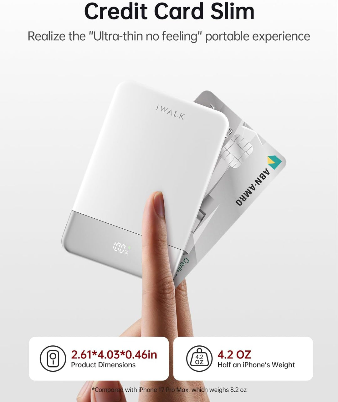 iWALK Cargador Portátil Magnético 5000mAh, Blanco